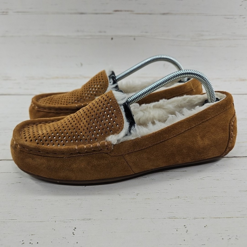 Koolaburra UGG Lezly Slippers Womens 7 Chestnut Brown Suede Faux Fur 1120476‎